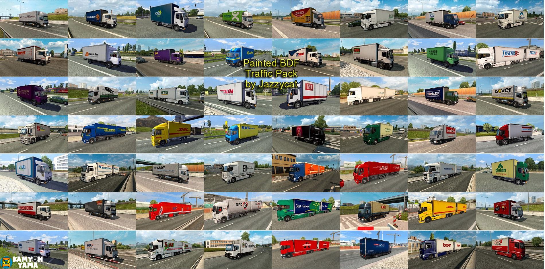 ETS2 – Jazzycat Trafik için Kapalı Kasa Kamyon ve Çift Dorse Tır Paketi V2.4