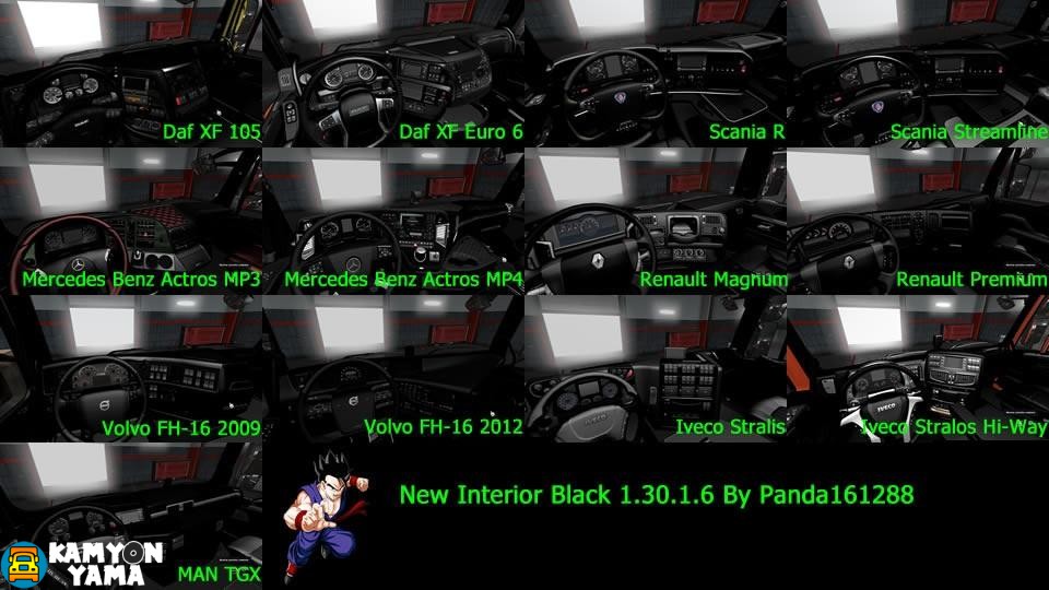 ETS2 – Bütün Modeller İçin Siyah Kabin Görünümü (1.30.x)