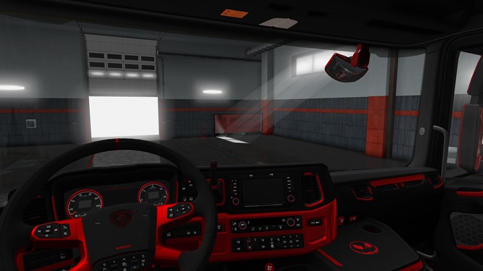 ETS2 – Scania S&R CMI Siyah-Kırmızı Interior V1.0 (1.36.x)