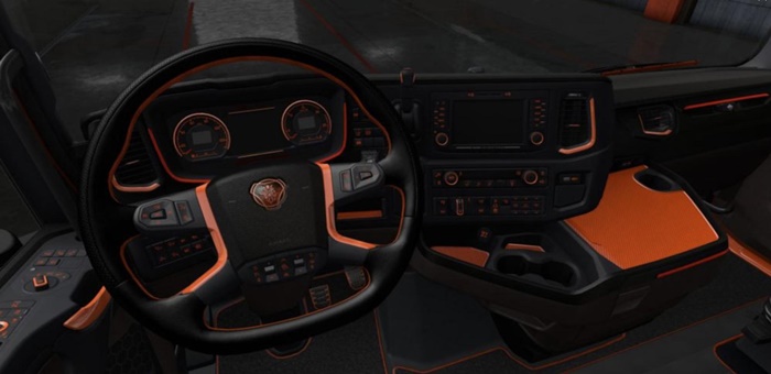 ETS2 – Scania S & R Siyah – Turuncu Interior (1.36.x)
