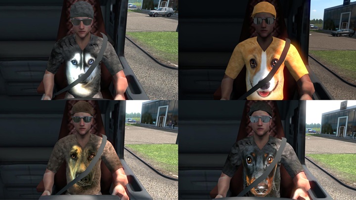 ETS2 – Sürücüler için Köpek T-Shirt Skin Paketi 1 (1.36.x)