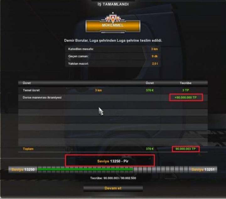 ETS2 – Para & XP Mod (1.37.x)