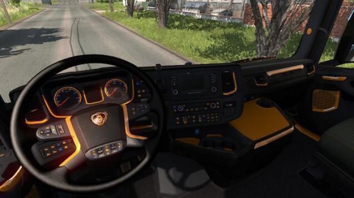 ETS2 – Scania Siyah – Turuncu İç Mekan Modu (1.39.x)
