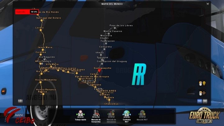 ETS2 – Ceibo Arjantin Haritası V1.7 (1.40.x)
