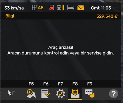 Euro Truck Simulator 2 Bozulan Kamyon Servise Nasıl Götürülür? Yol Yardımı Çağırma